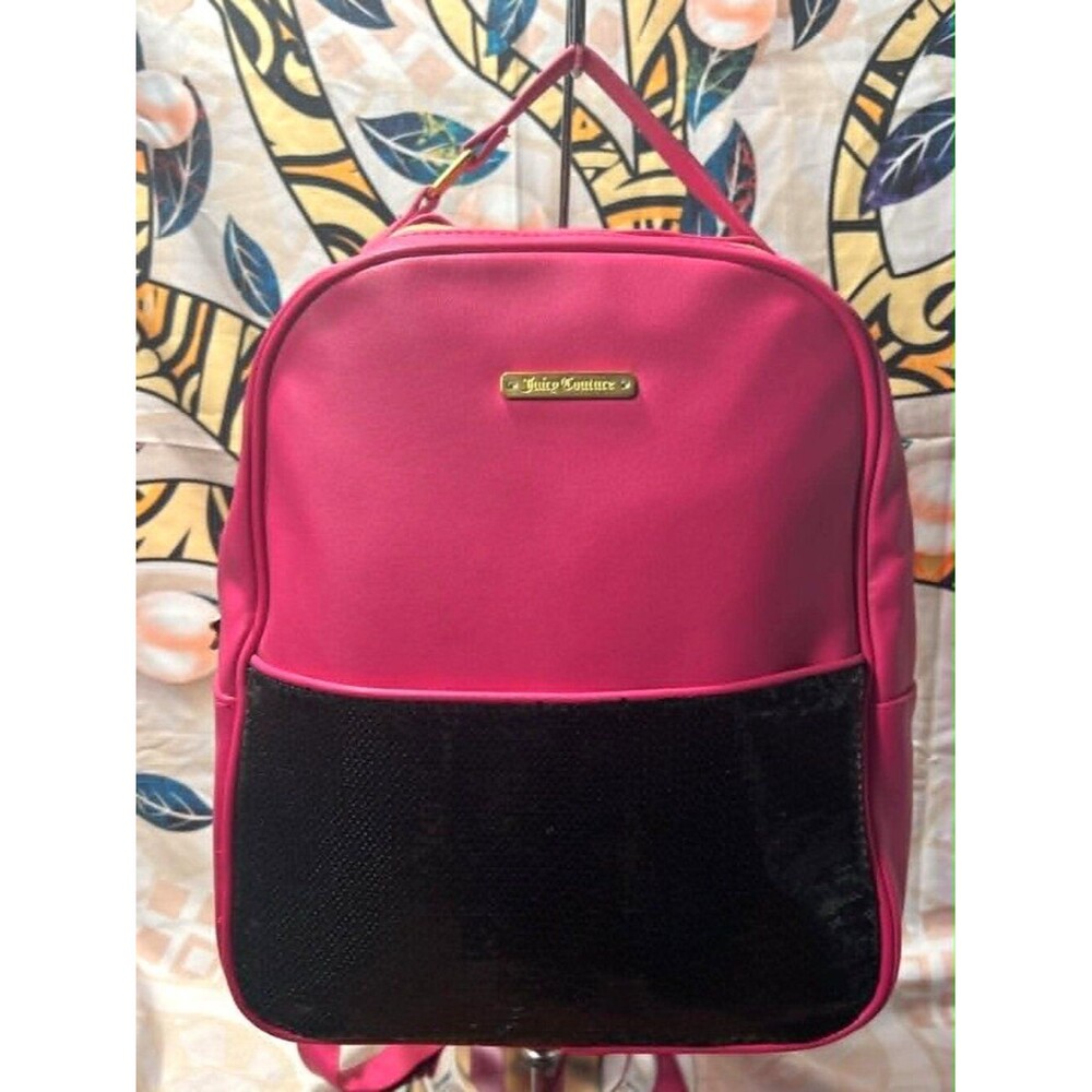 Juicy Couture Hot Pink & Black Mini Backpack – PVC – Sequins